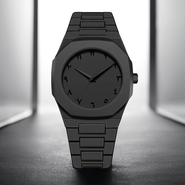 Full Black Aura Quartz Men's Watch – Stylish Waterproof Black Watch for Men in Pakistan